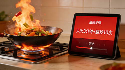 Cooking Recipe Steps Display